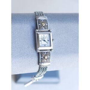 Brighton Monroe Ladies Dress Watch Small Square Face Two Tone Gold Silver Works